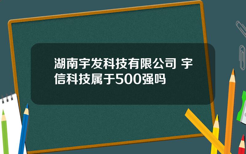 湖南宇发科技有限公司 宇信科技属于500强吗